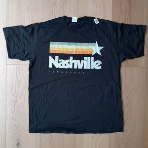 Nashville Tennessee Retro Star and Stripes Logo - New XL Black T-Shirt